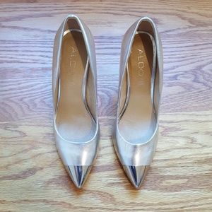 Silver Aldo leather heels